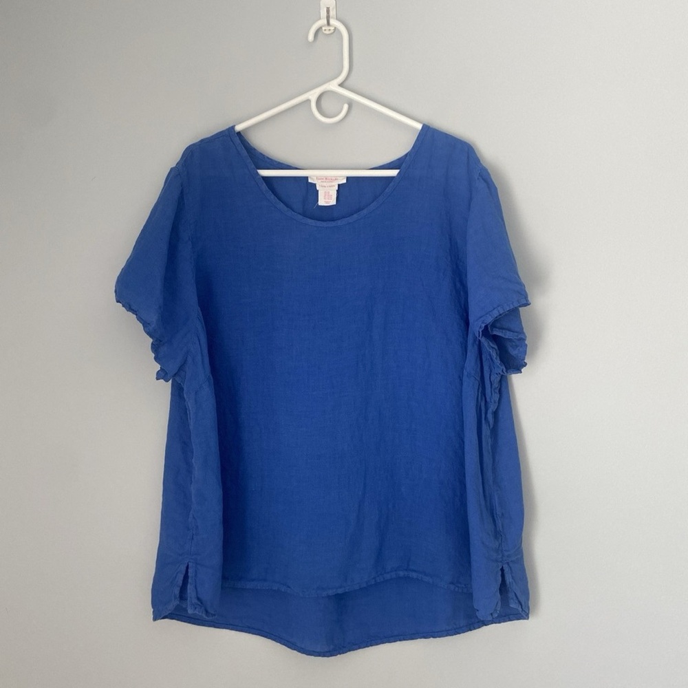 Isaac Mizrahi 100% Linen Scoop Neck Blouse